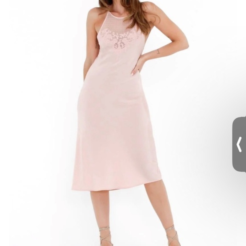 Monet midi dress by Rumored. NWOT. Blush colored
